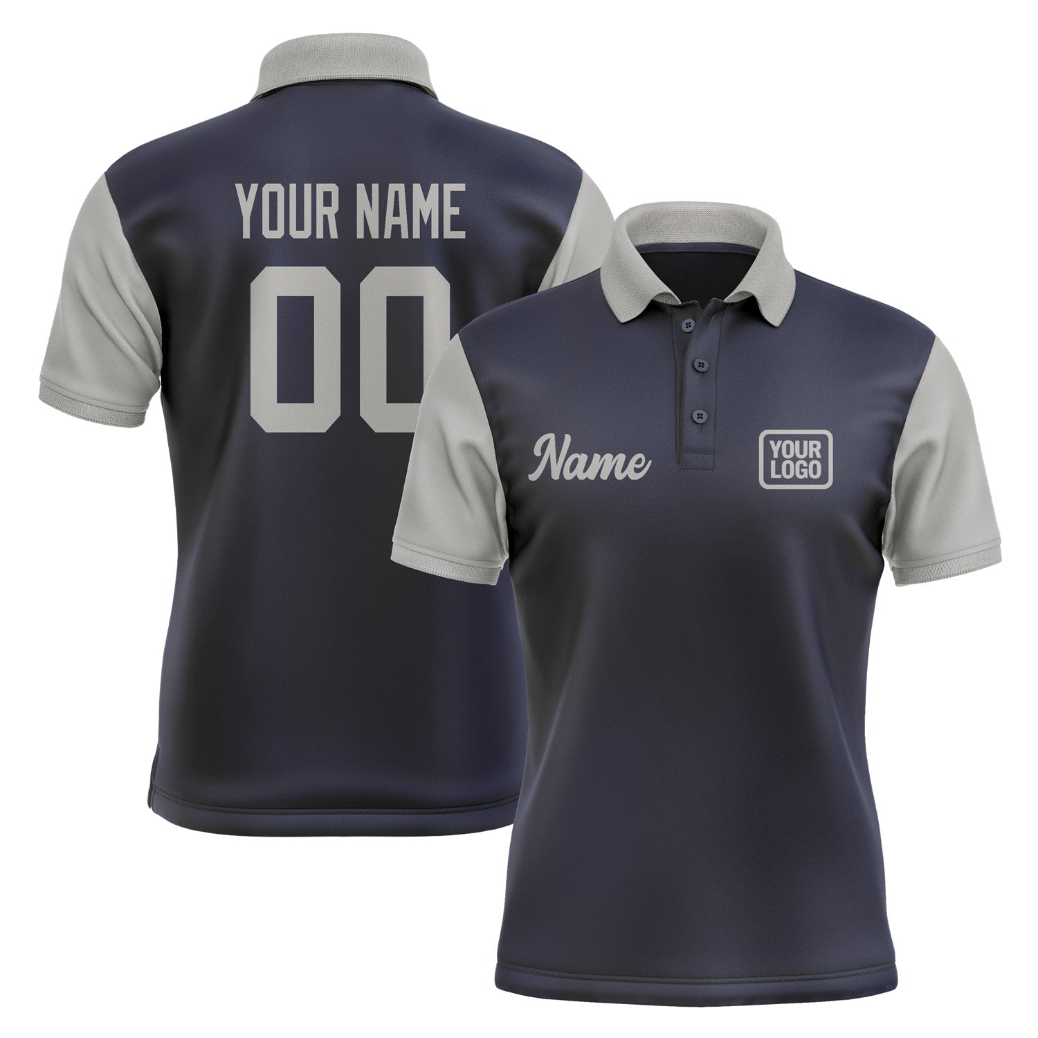 Custom Navy Gray Short-Sleeve Polo Shirt PO110404B104