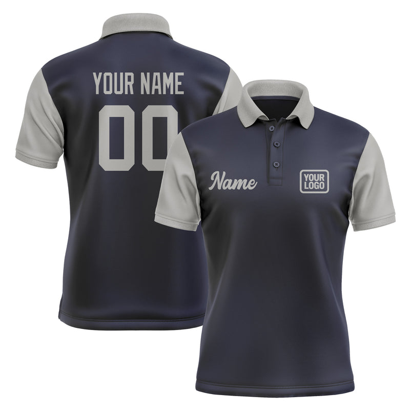Custom Navy Gray Short-Sleeve Polo Shirt PO110404B104