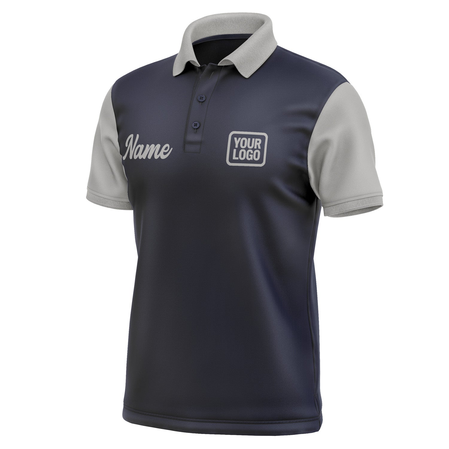 Custom Navy Gray Short-Sleeve Polo Shirt PO110404B104