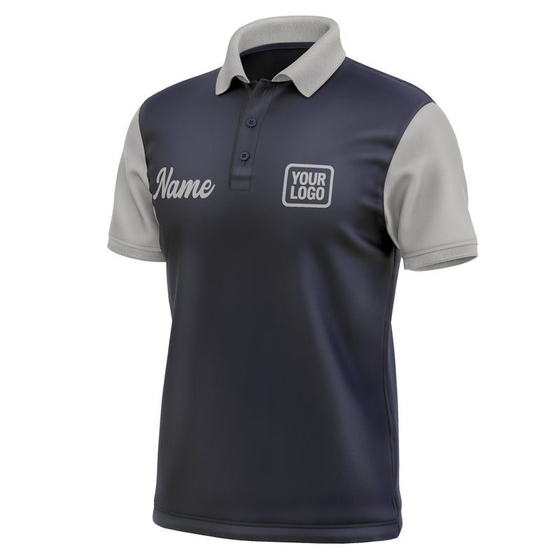 Custom Navy Gray Short-Sleeve Polo Shirt PO110404B104