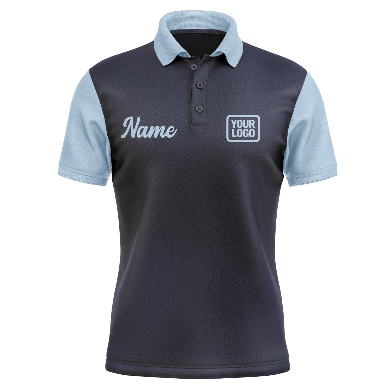 Custom Navy Light Blue Short-Sleeve Polo Shirt PO110808B108