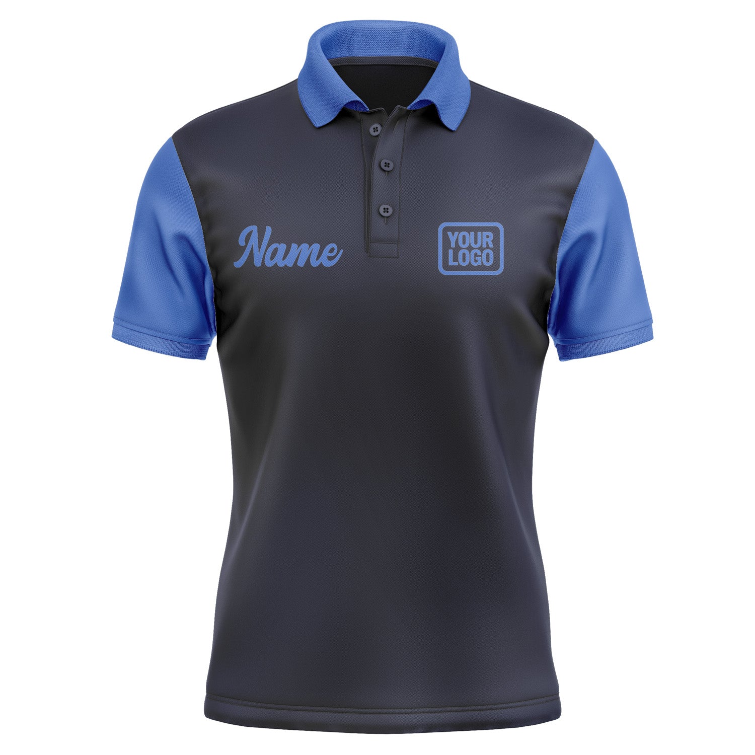 Custom Navy Sky Blue Short-Sleeve Polo Shirt PO110909B109
