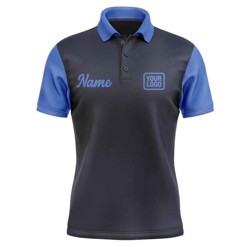 Custom Navy Sky Blue Short-Sleeve Polo Shirt PO110909B109