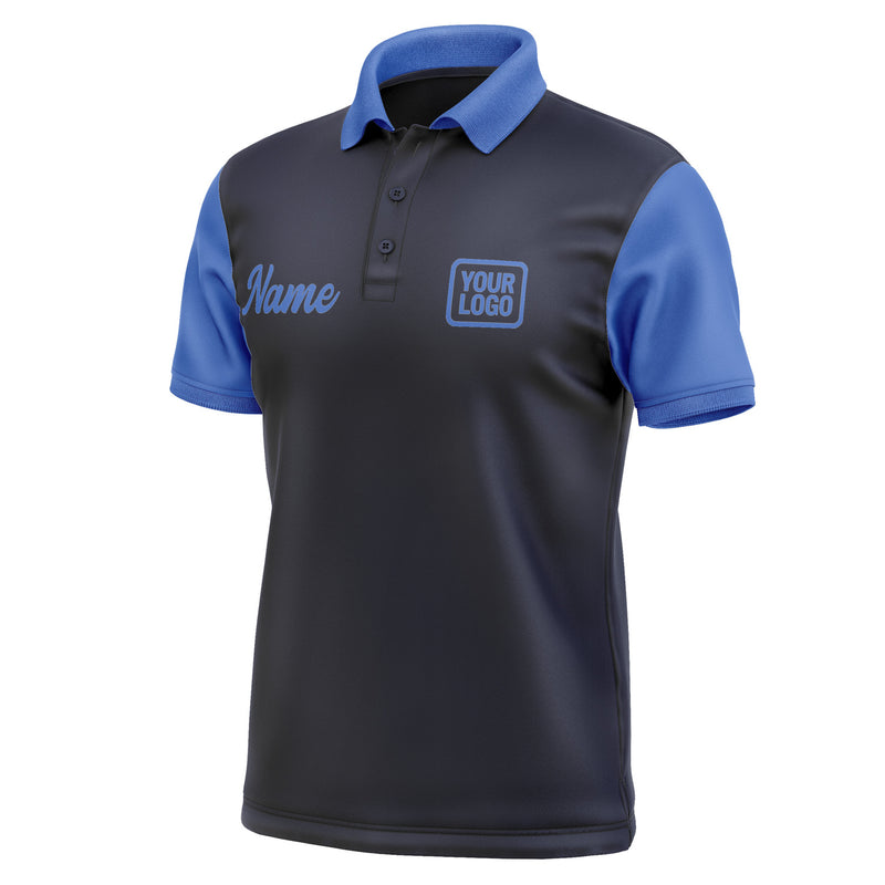 Custom Navy Sky Blue Short-Sleeve Polo Shirt PO110909B109