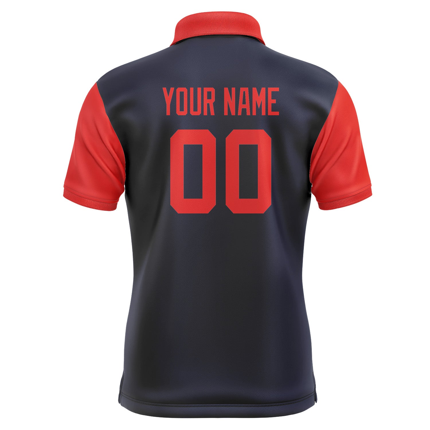 Custom Navy Orange Red Short-Sleeve Polo Shirt PO111212B112