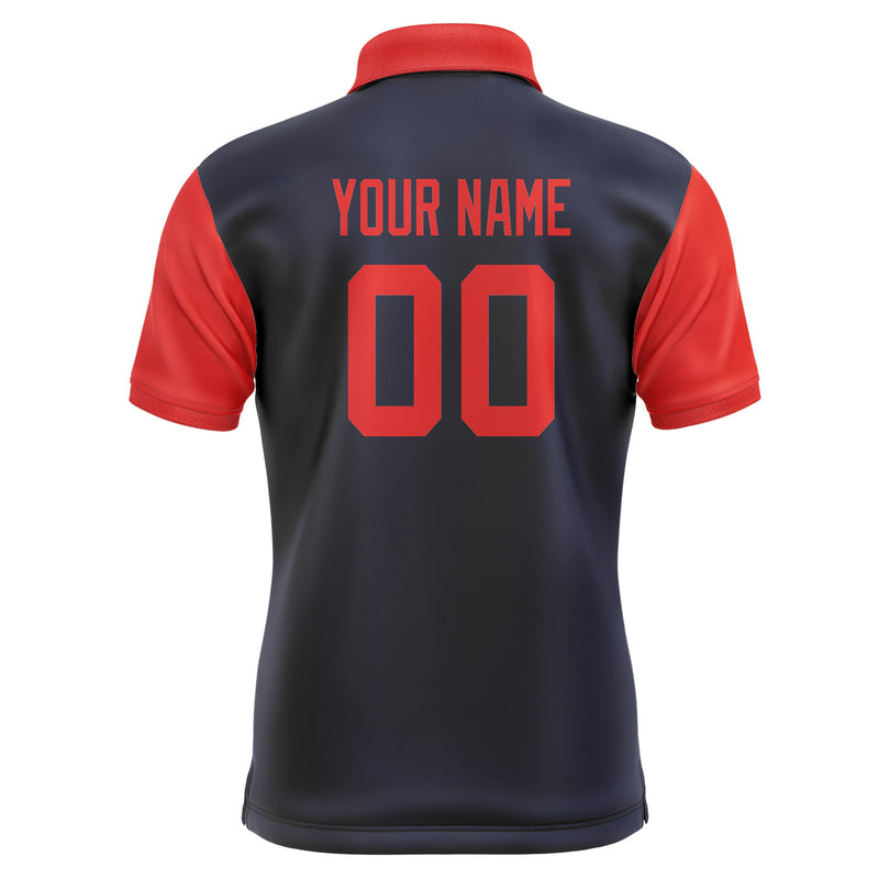 Custom Navy Orange Red Short-Sleeve Polo Shirt PO111212B112