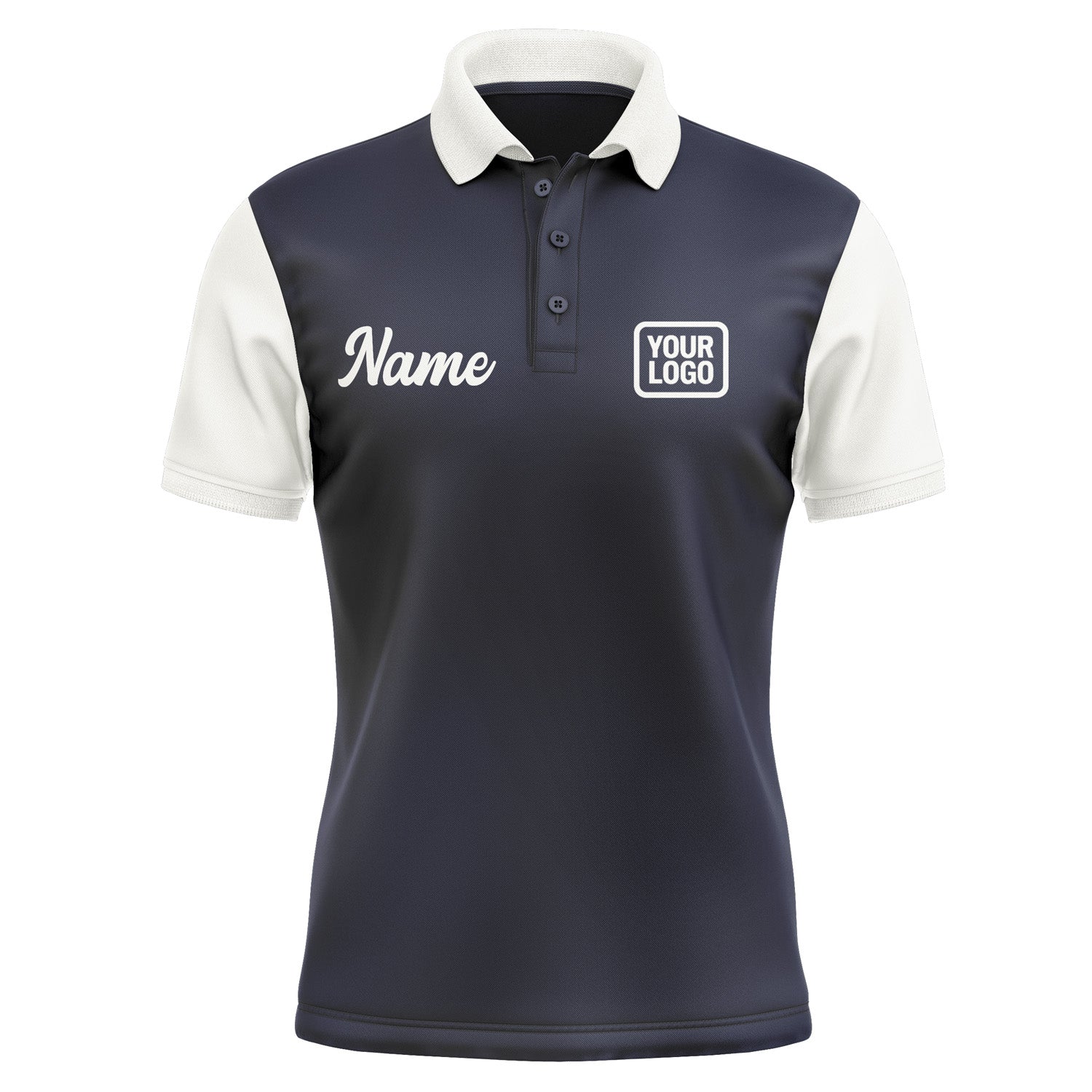Custom Navy White Short-Sleeve Polo Shirt PO111818B118