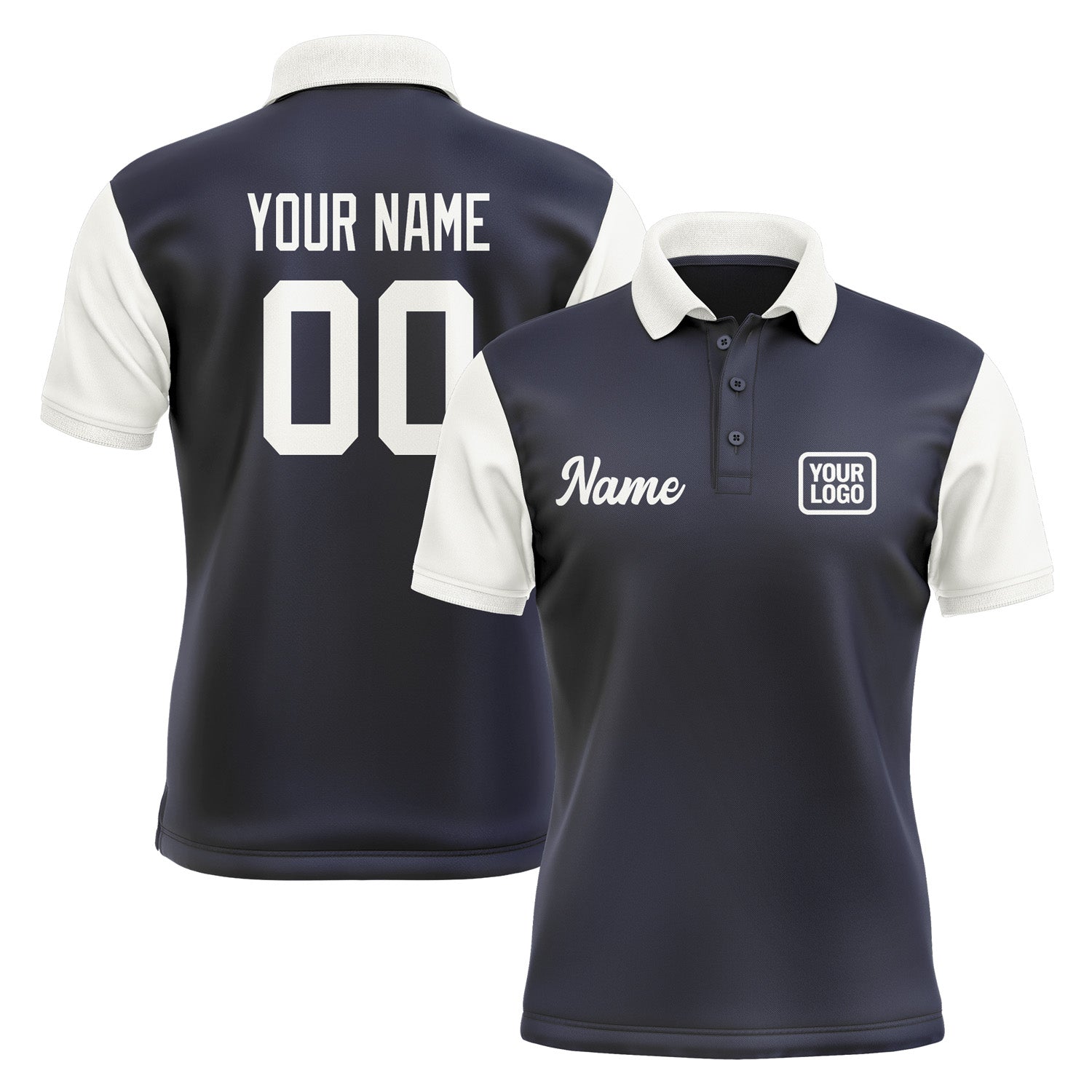 Custom Navy White Short-Sleeve Polo Shirt PO111818B118