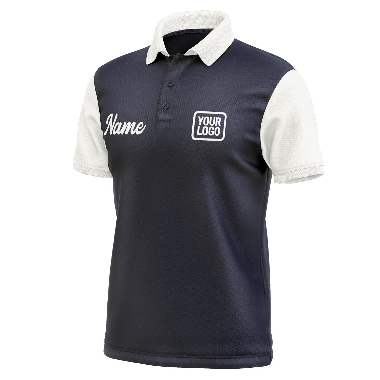 Custom Navy White Short-Sleeve Polo Shirt PO111818B118