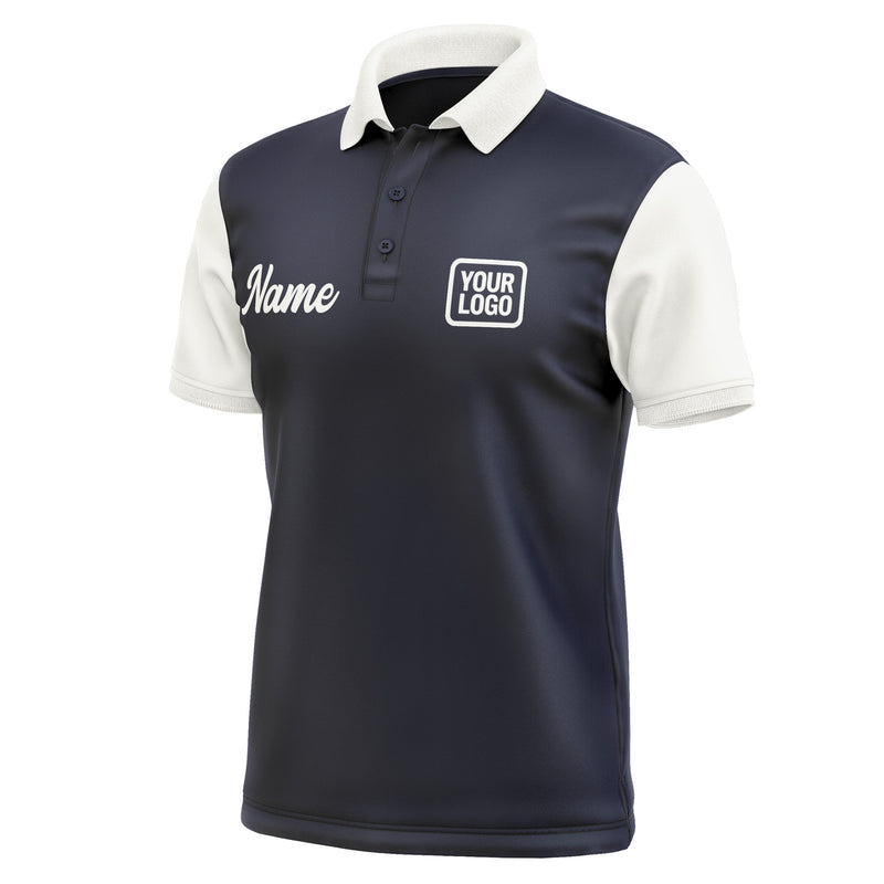 Custom Navy White Short-Sleeve Polo Shirt PO111818B118