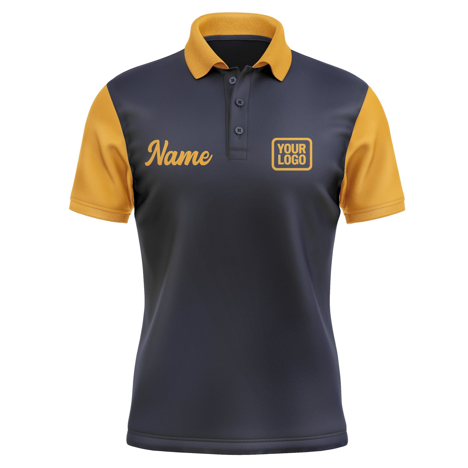 Custom Navy Yellow Short-Sleeve Polo Shirt PO111919B119
