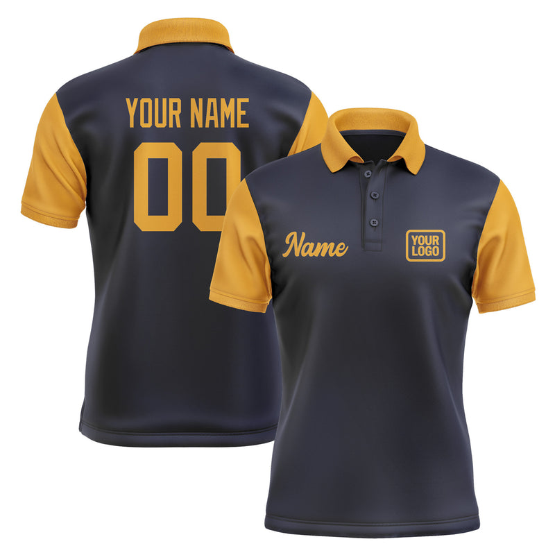 Custom Navy Yellow Short-Sleeve Polo Shirt PO111919B119