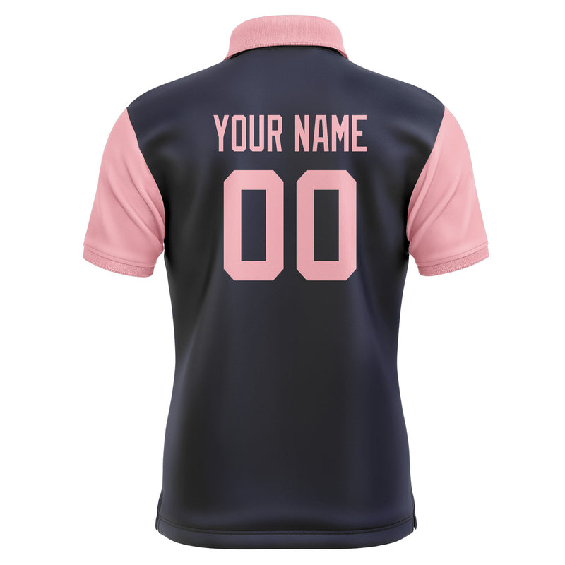 Custom Navy Light Pink Short-Sleeve Polo Shirt PO112121B121