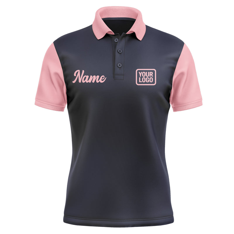 Custom Navy Light Pink Short-Sleeve Polo Shirt PO112121B121