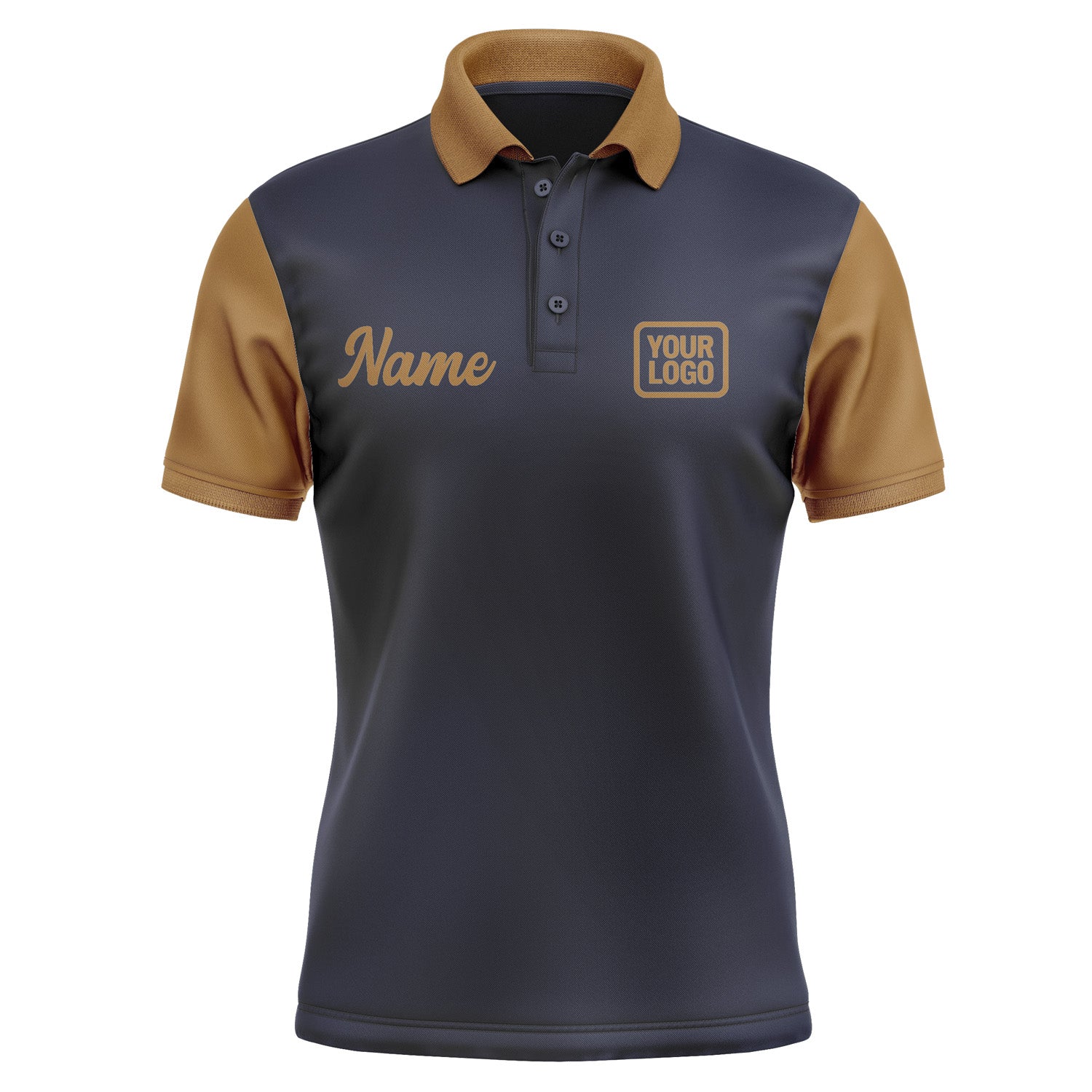 Custom Navy Khaki Short-Sleeve Polo Shirt PO112222B122