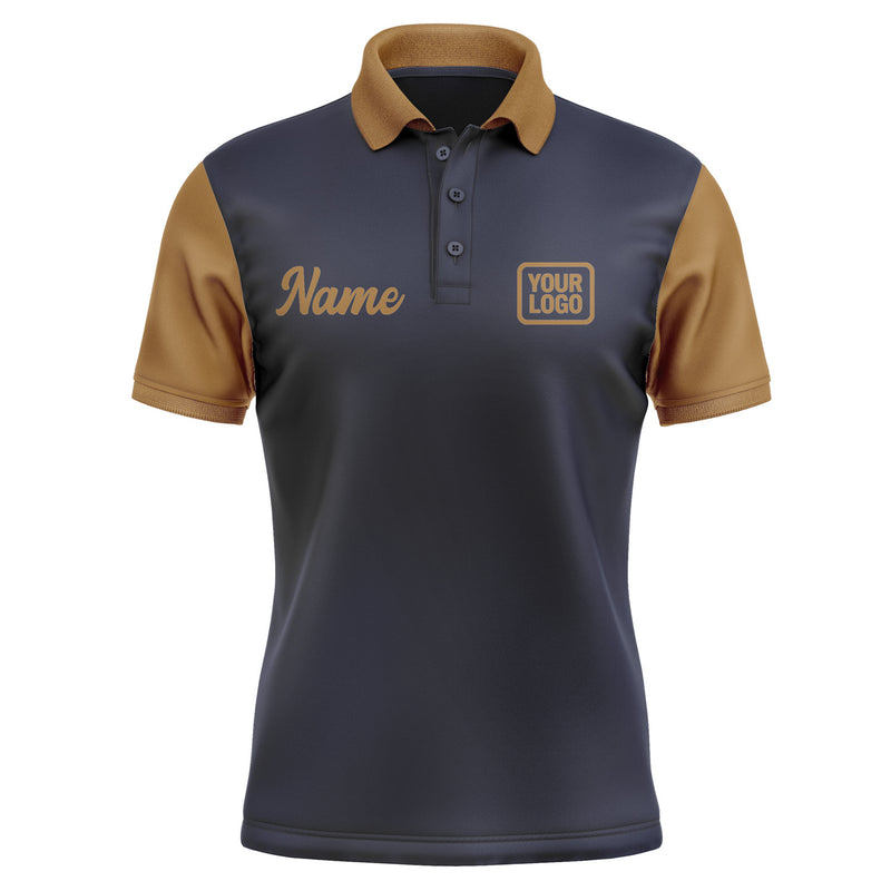 Custom Navy Khaki Short-Sleeve Polo Shirt PO112222B122
