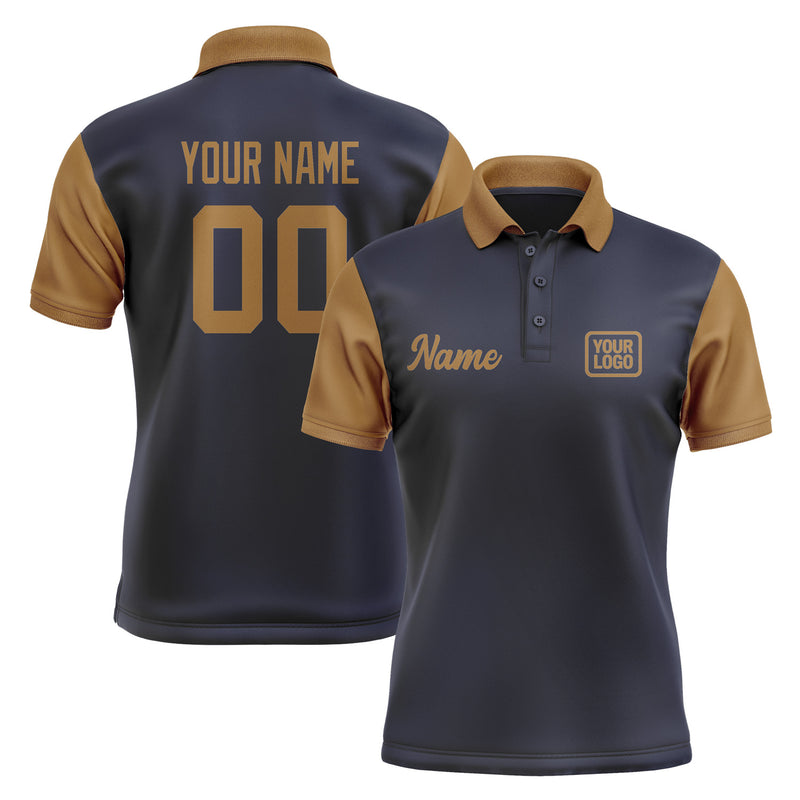 Custom Navy Khaki Short-Sleeve Polo Shirt PO112222B122
