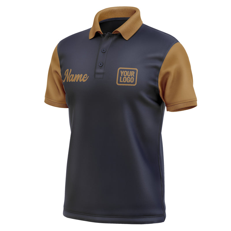 Custom Navy Khaki Short-Sleeve Polo Shirt PO112222B122