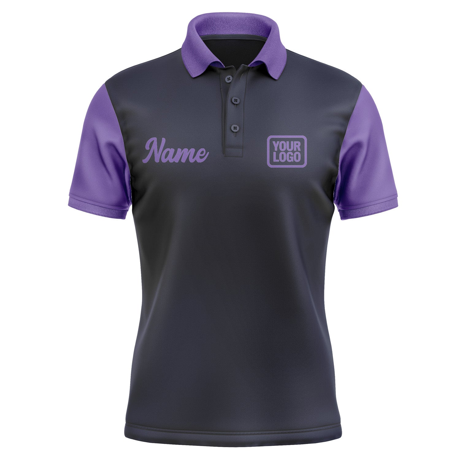 Custom Navy Light Purple Short-Sleeve Polo Shirt PO112323B123