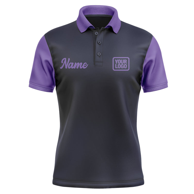 Custom Navy Light Purple Short-Sleeve Polo Shirt PO112323B123