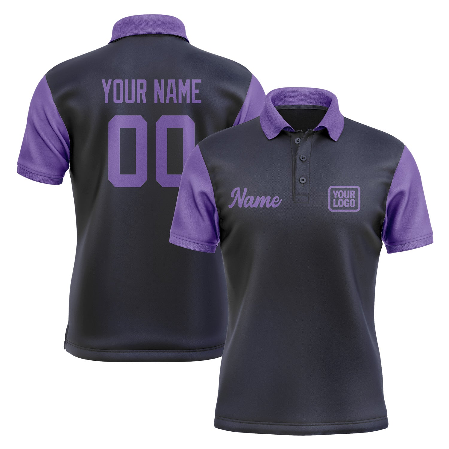 Custom Navy Light Purple Short-Sleeve Polo Shirt PO112323B123