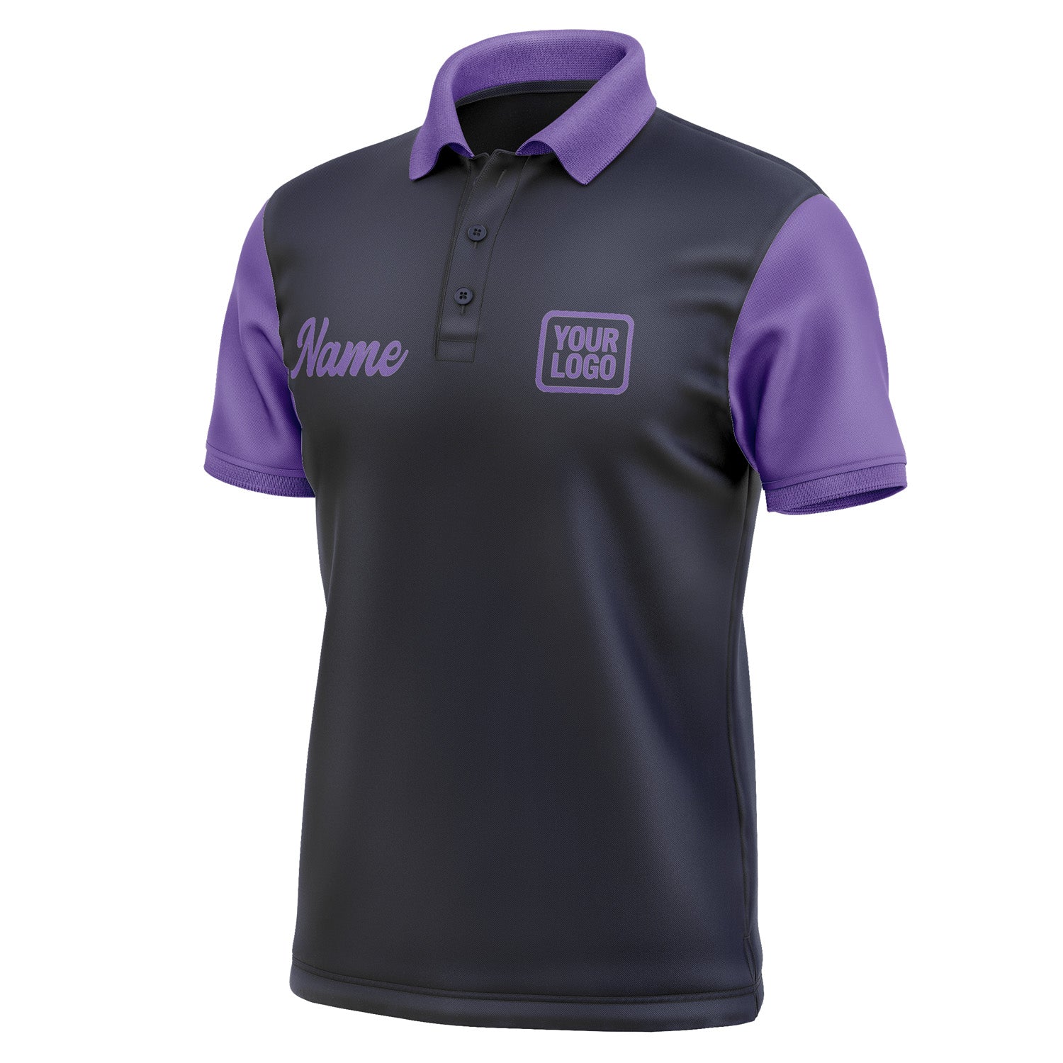 Custom Navy Light Purple Short-Sleeve Polo Shirt PO112323B123