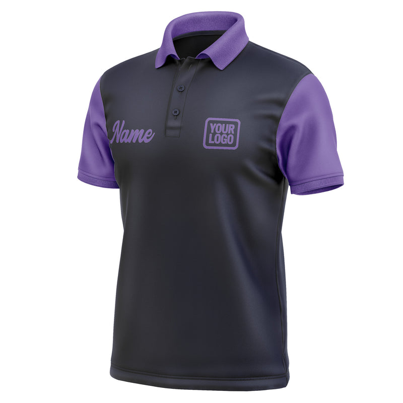 Custom Navy Light Purple Short-Sleeve Polo Shirt PO112323B123