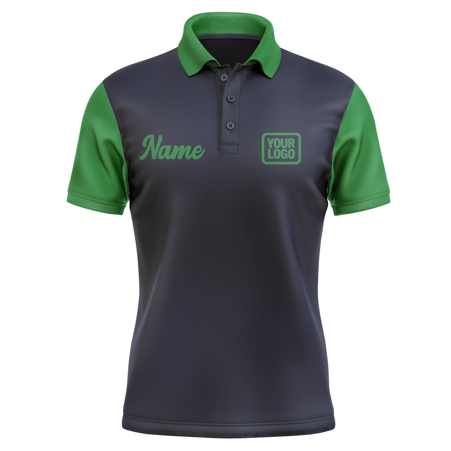 Custom Navy Emerald Green Short-Sleeve Polo Shirt PO112424B124