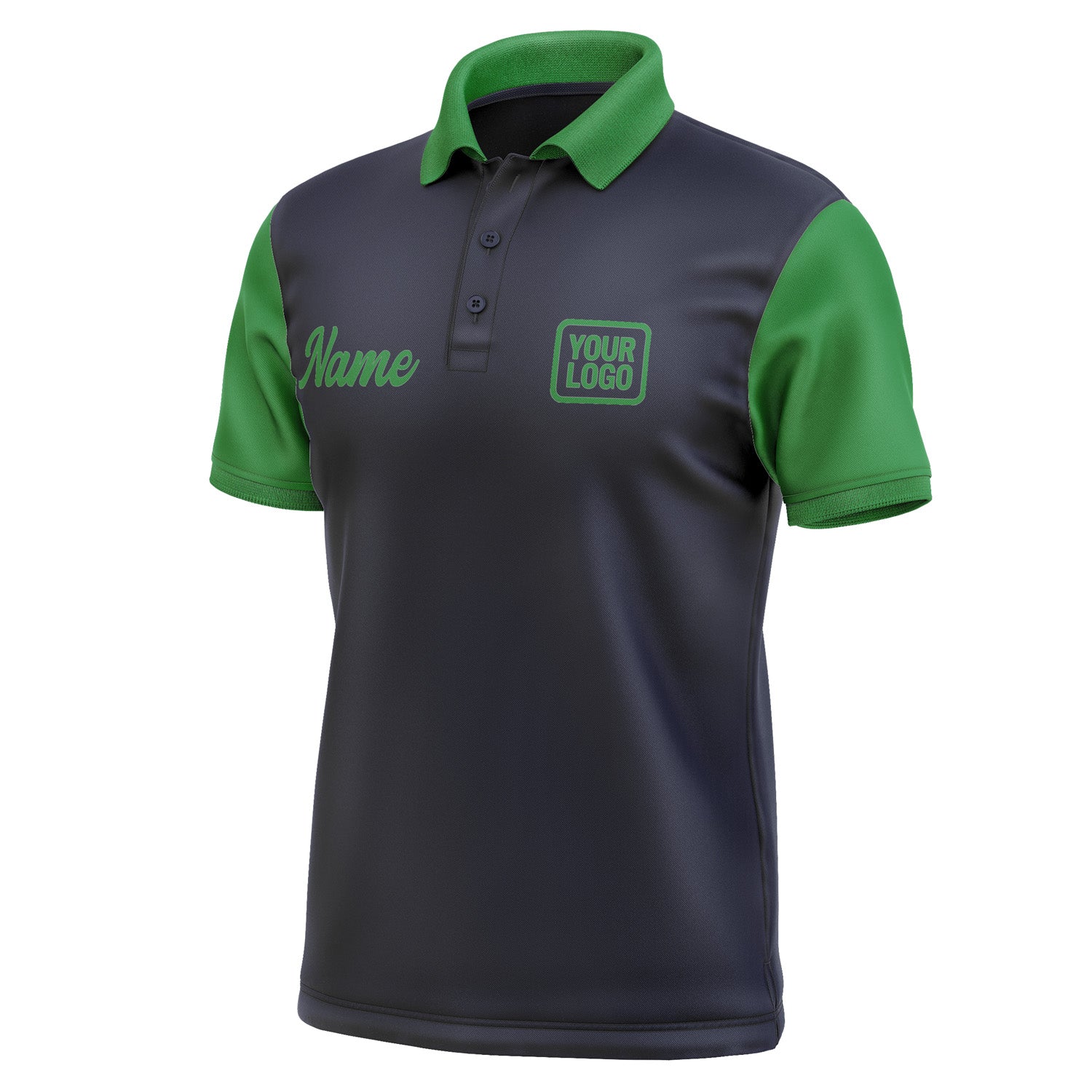 Custom Navy Emerald Green Short-Sleeve Polo Shirt PO112424B124