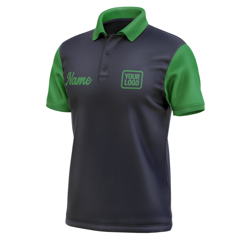 Custom Navy Emerald Green Short-Sleeve Polo Shirt PO112424B124