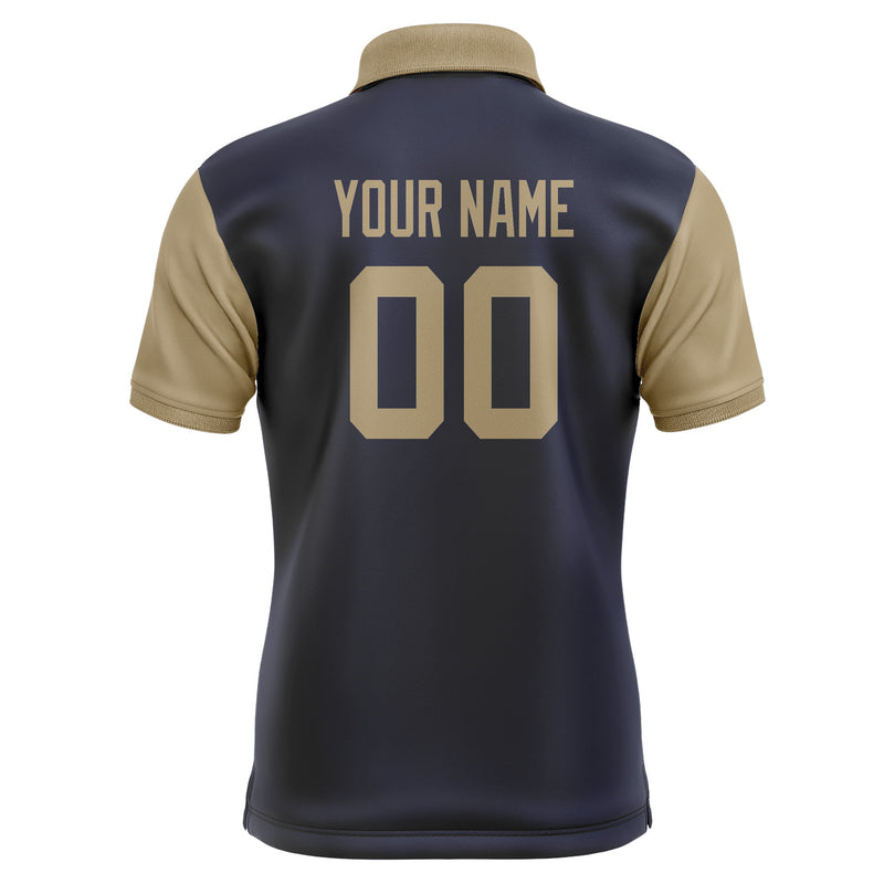 Custom Navy Light Khaki Short-Sleeve Polo Shirt PO112525B125