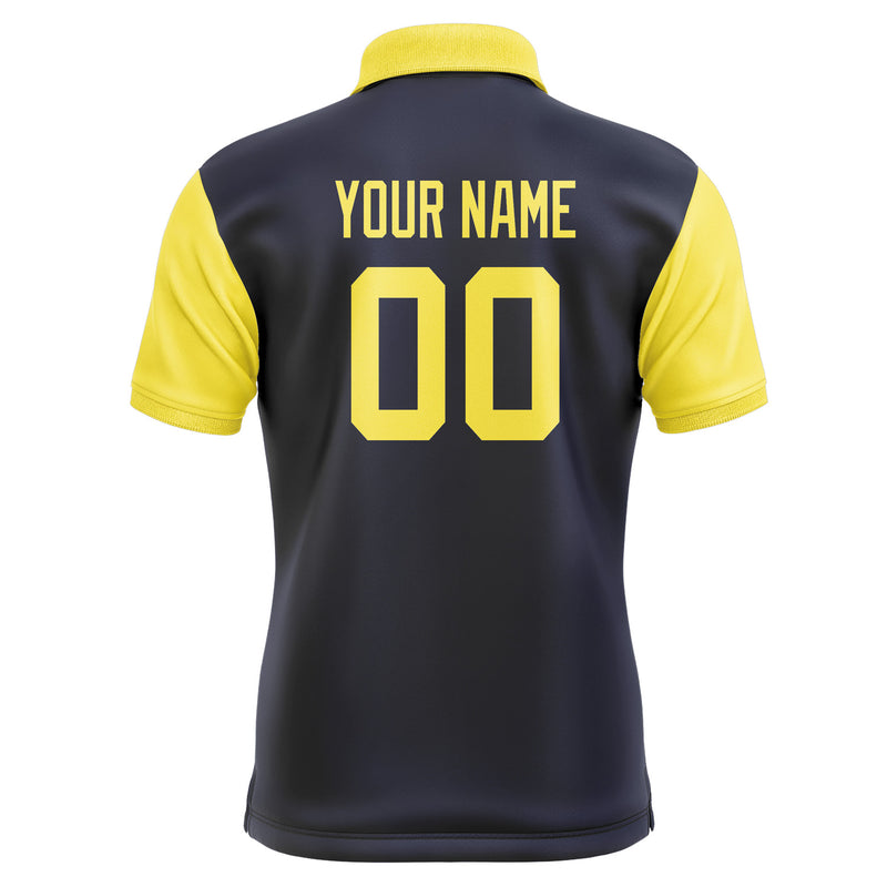 Custom Navy Light Yellow Short-Sleeve Polo Shirt PO112626B126