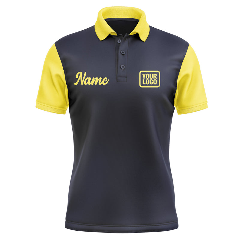 Custom Navy Light Yellow Short-Sleeve Polo Shirt PO112626B126
