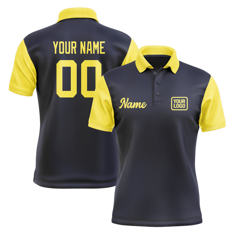 Custom Navy Light Yellow Short-Sleeve Polo Shirt PO112626B126