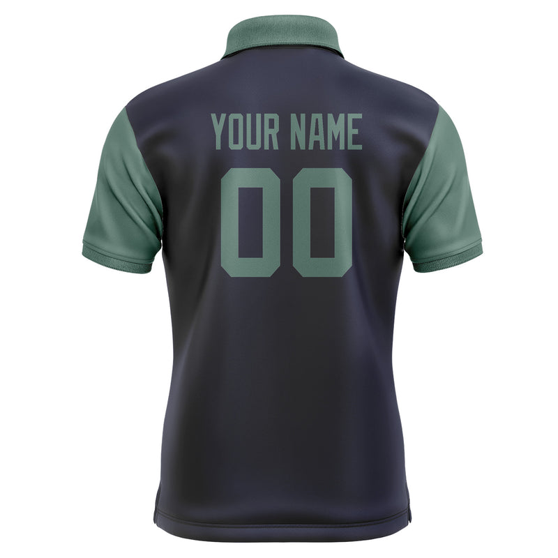 Custom Navy Blue Green Short-Sleeve Polo Shirt PO112727B127