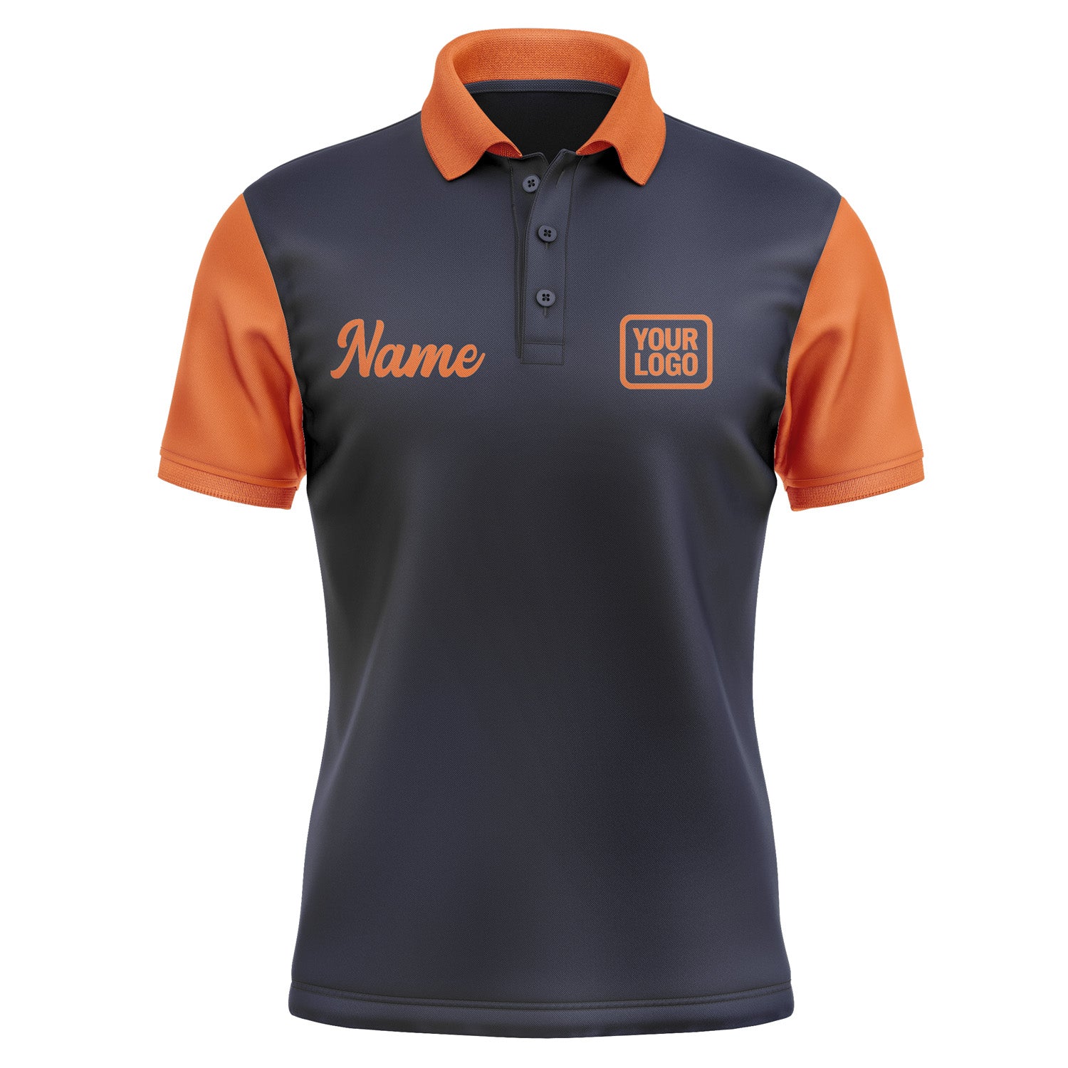 Custom Navy Orange Short-Sleeve Polo Shirt PO112828B128
