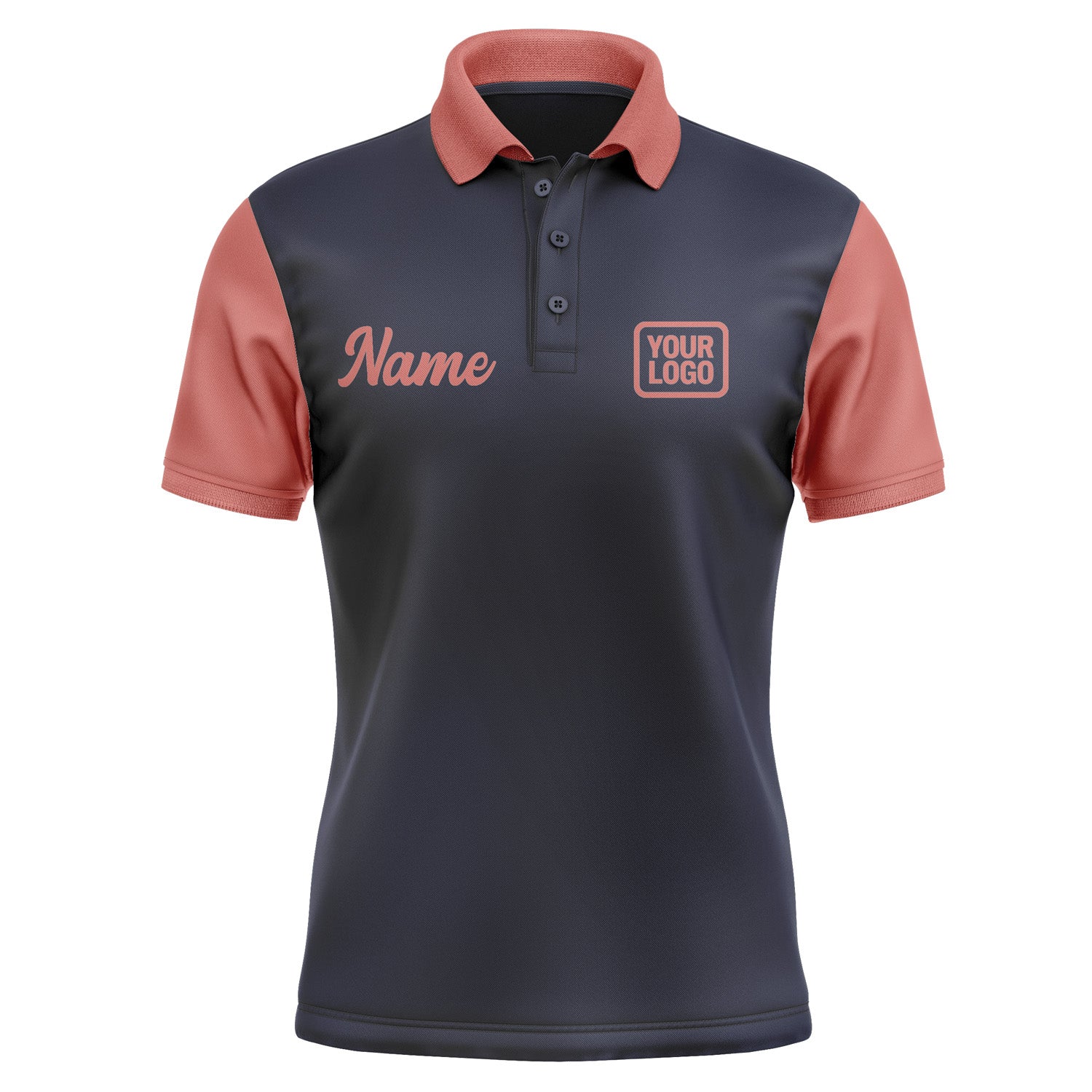 Custom Navy Copper Rose Short-Sleeve Polo Shirt PO112929B129