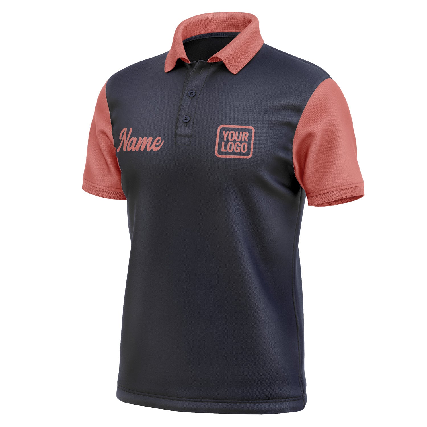 Custom Navy Copper Rose Short-Sleeve Polo Shirt PO112929B129