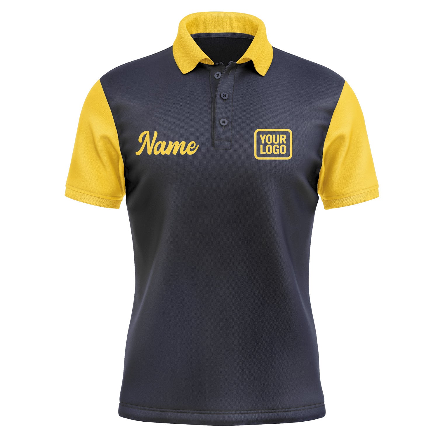 Custom Navy Gold Short-Sleeve Polo Shirt PO113030B130