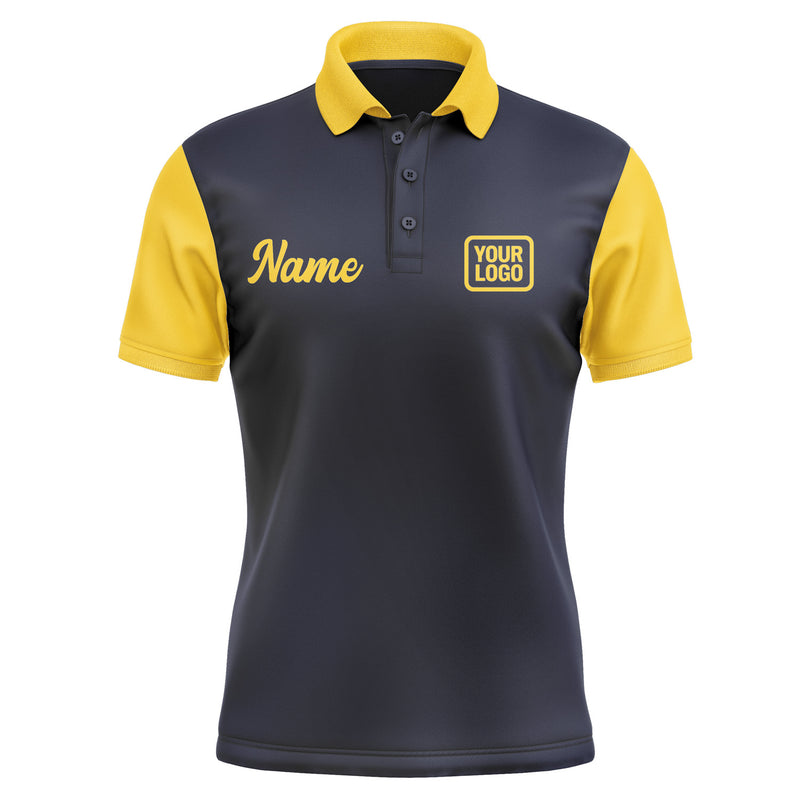 Custom Navy Gold Short-Sleeve Polo Shirt PO113030B130