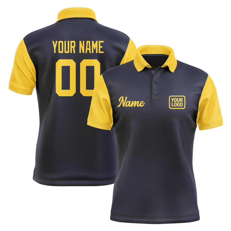 Custom Navy Gold Short-Sleeve Polo Shirt PO113030B130