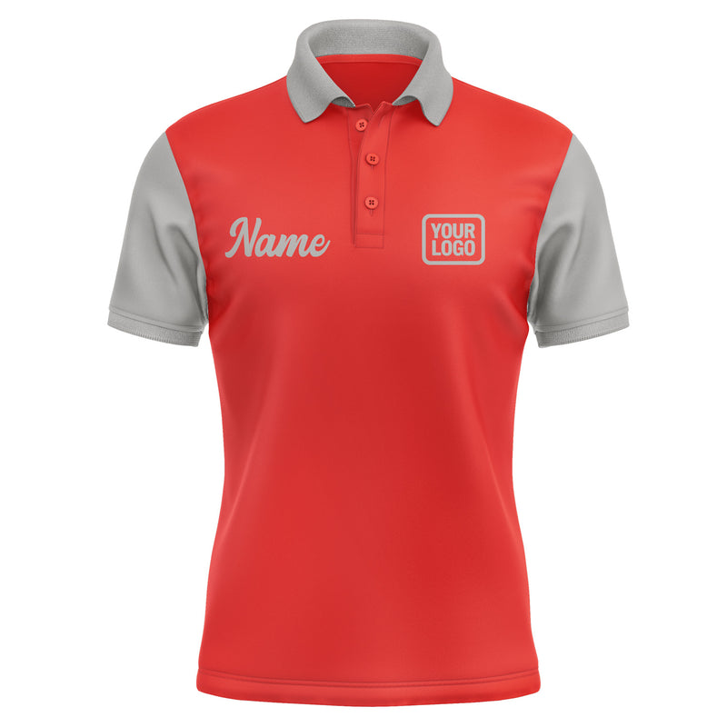 Custom Orange Red Gray Short-Sleeve Polo Shirt PO120404B104
