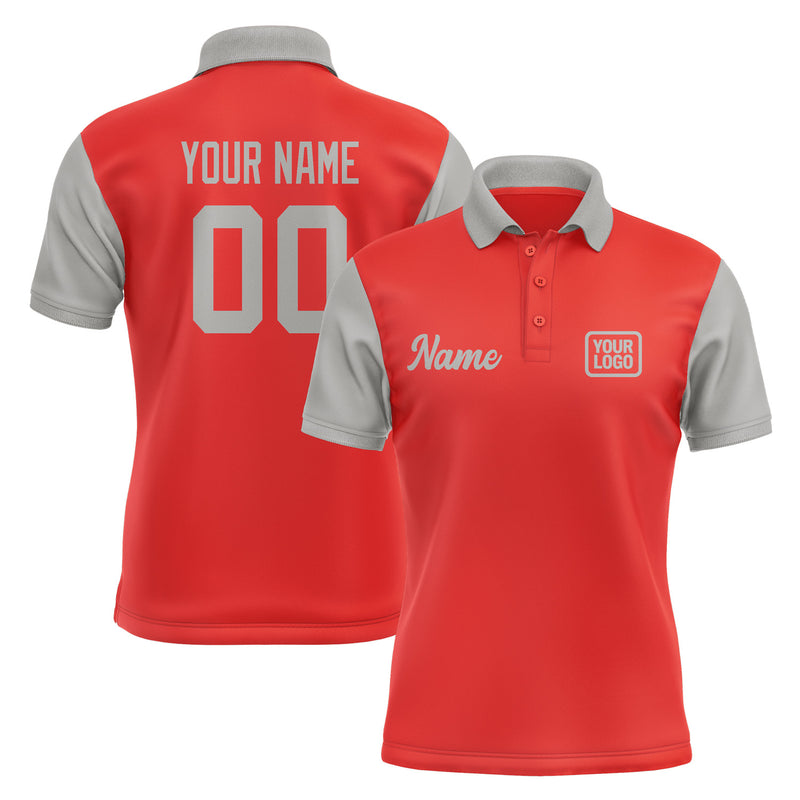 Custom Orange Red Gray Short-Sleeve Polo Shirt PO120404B104