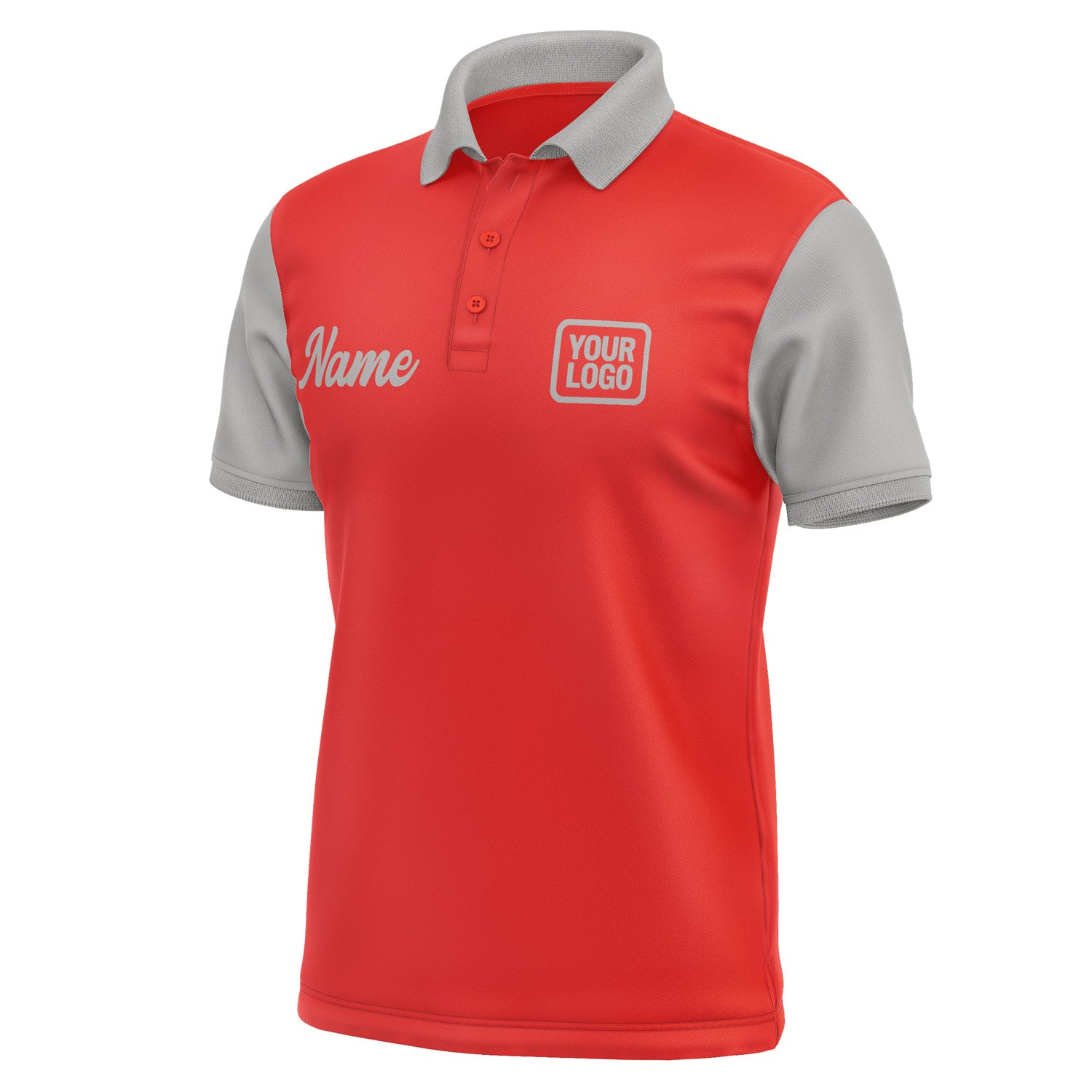 Custom Orange Red Gray Short-Sleeve Polo Shirt PO120404B104