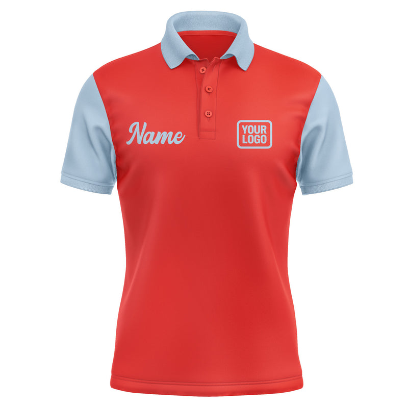 Custom Orange Red Light Blue Short-Sleeve Polo Shirt PO120808B108