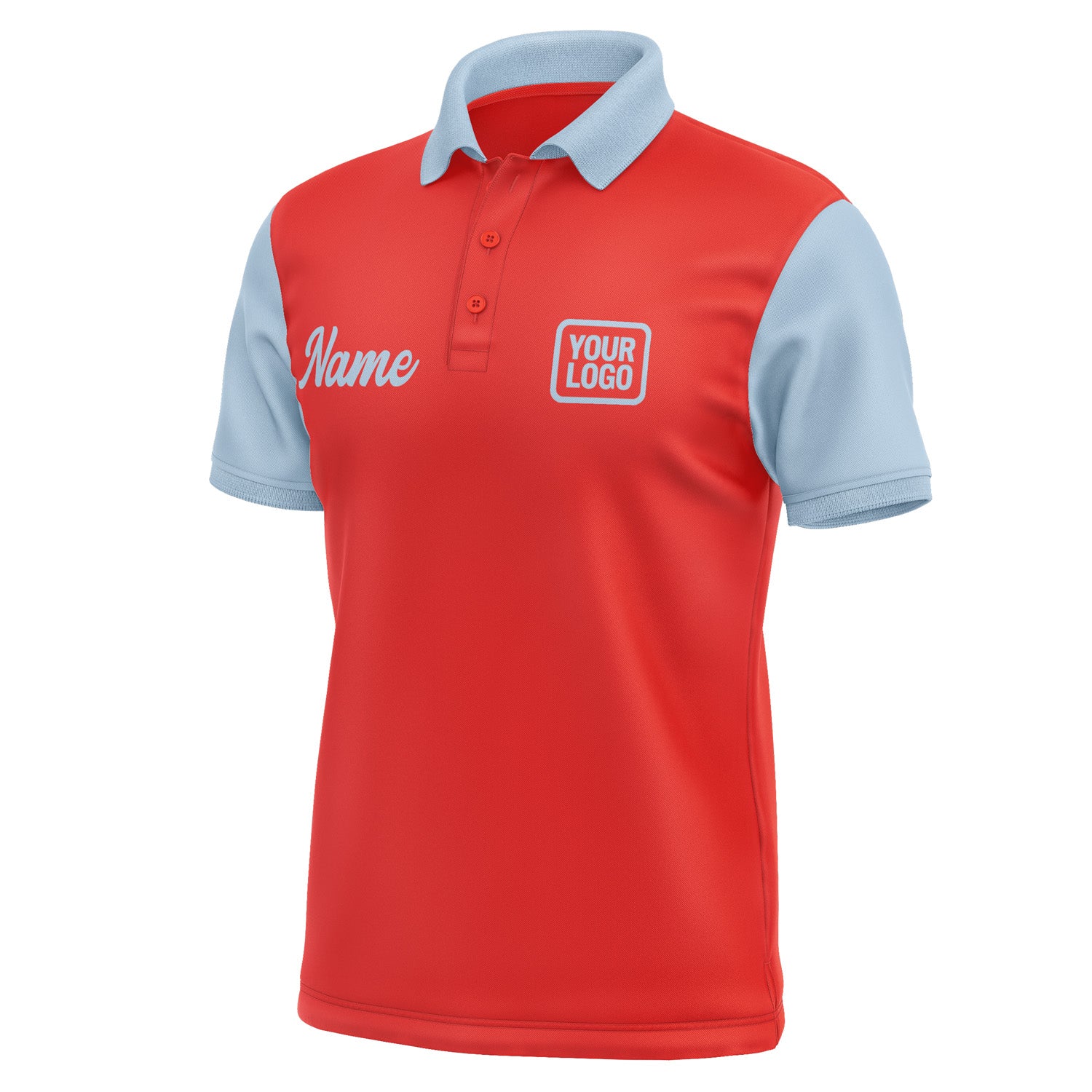 Custom Orange Red Light Blue Short-Sleeve Polo Shirt PO120808B108