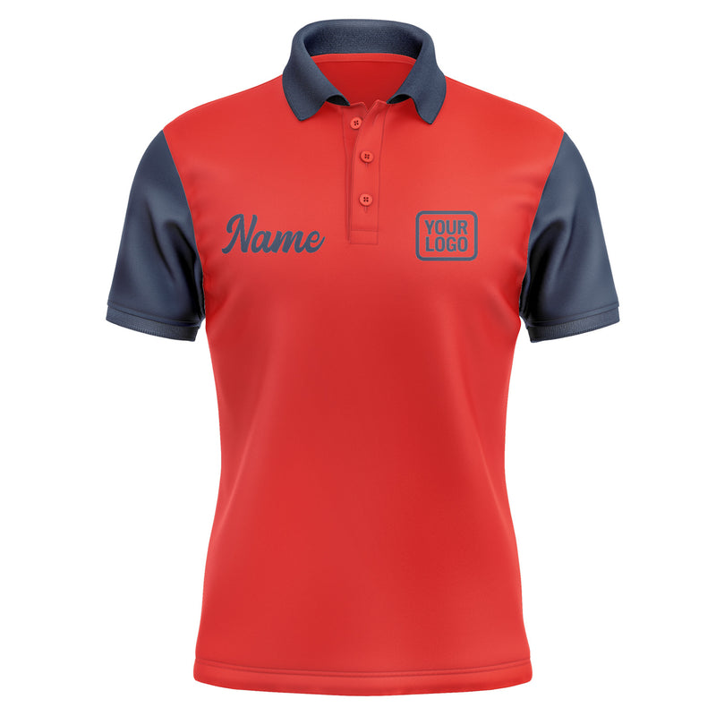 Custom Orange Red Blue Short-Sleeve Polo Shirt PO121010B110