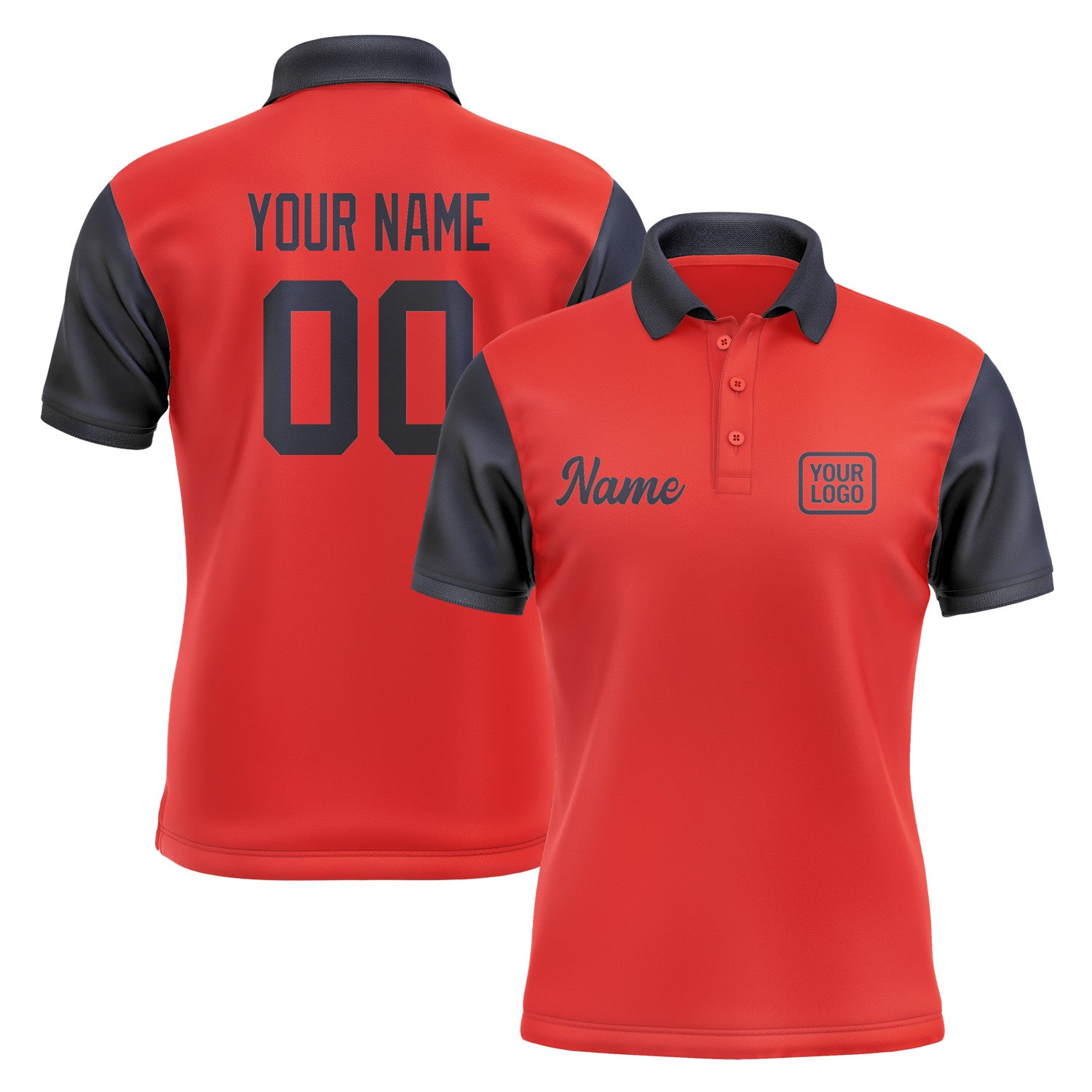 Custom Orange Red Navy Short-Sleeve Polo Shirt PO121111B111