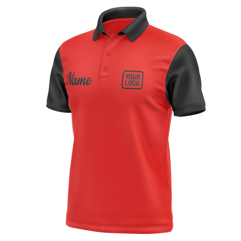 Custom Orange Red Black Short-Sleeve Polo Shirt PO121717B117