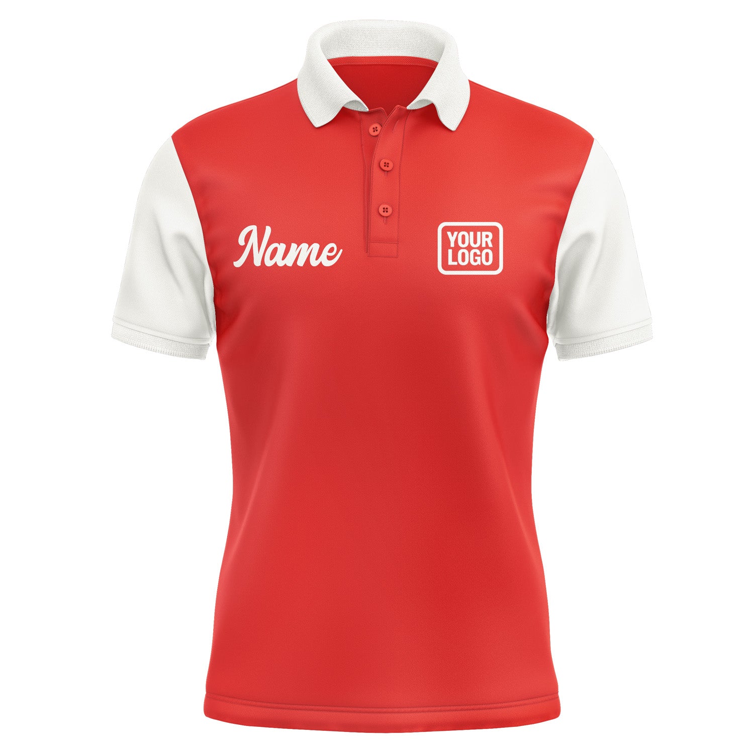 Custom Orange Red White Short-Sleeve Polo Shirt PO121818B118